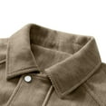 thumbnail image 3 of Tops for Men,Mens Shirt Plus Size Long Sleeved Lapel Zipper Solid Color Cardigan Corduroy Workwear Jacket Coffee L, 3 of 5