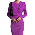 thumbnail image 2 of Women'S Long Sleeves Retro Style Fitted Waist Slimming Bodycon Dress S, 2 of 5