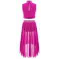 thumbnail image 2 of Haitryli Girls Jazz Latin Ballet Costume 2 Piece Modern Dancing Clothes Dance Outfits Set Irregular Skirts Set Hot Pink 6, 2 of 3