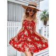thumbnail image 2 of Women's Summer Dresses Boho Sleeveless Dress Halter Floral Short Party Casual Fit Elegant Vacation Sundress (Red,X-Large), 2 of 5