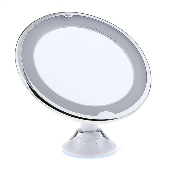 7X Magnifying LED Lighted Makeup Mirror, 3 Rotation Bathroom Vanity Mirror with Strong Suction Cup, Portable Bathroom Table Stand Mirror