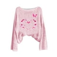 thumbnail image 3 of Craaazy Women's Fashion Breast Cancer Awareness Prints Shirts Round Neck Long Sleeve Pullover Knitted Tops Gifts, 3 of 4