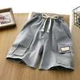thumbnail image 5 of Sopiago Boys Lightweight Cargo Shorts Youth Drawstring Quick Dry Shorts for Boys Kids Hiking Short with Zipper Pockets (Grey,13-14 Years), 5 of 5