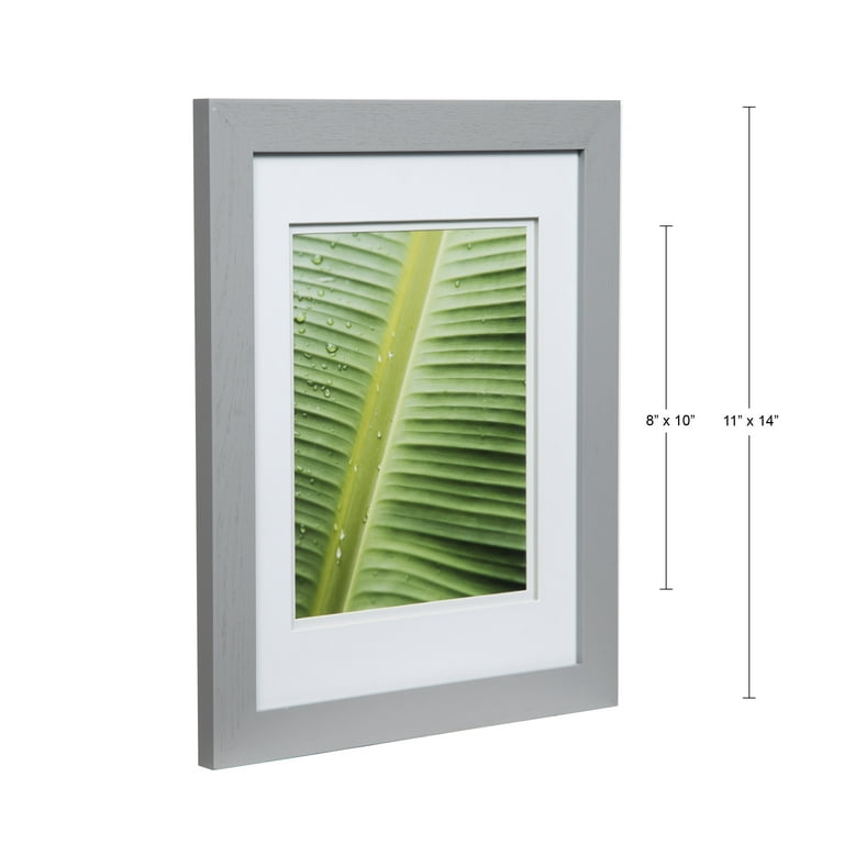 10x18 Matted to 4x6 Wide Flat Profile with White Mat Wall Frame, Grey