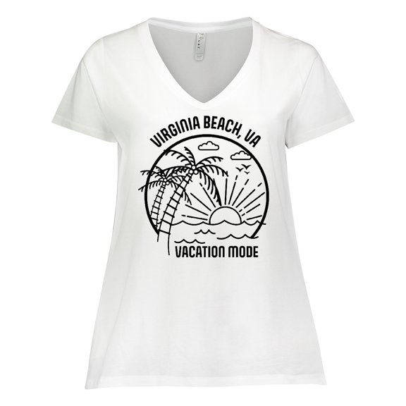 Inktastic Summer Vacation Mode Virginia Beach Virginia Women's Plus Size V-Neck T-Shirt