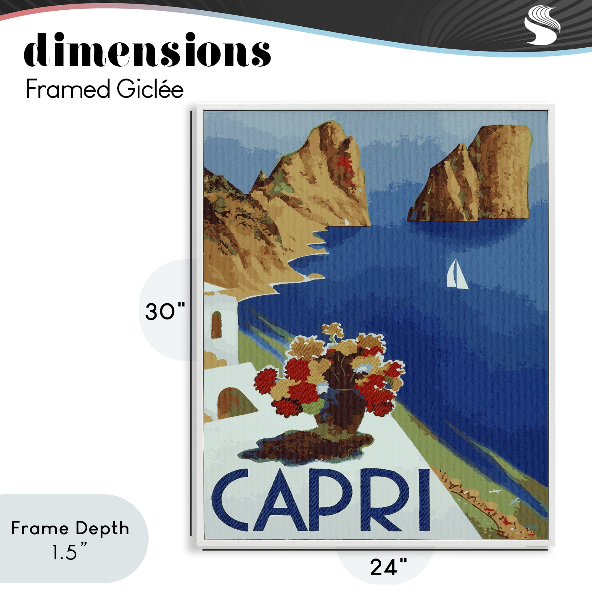 Stupell Industries Capri Island Cliffs White Framed Giclee Art, design by Lil' Rue