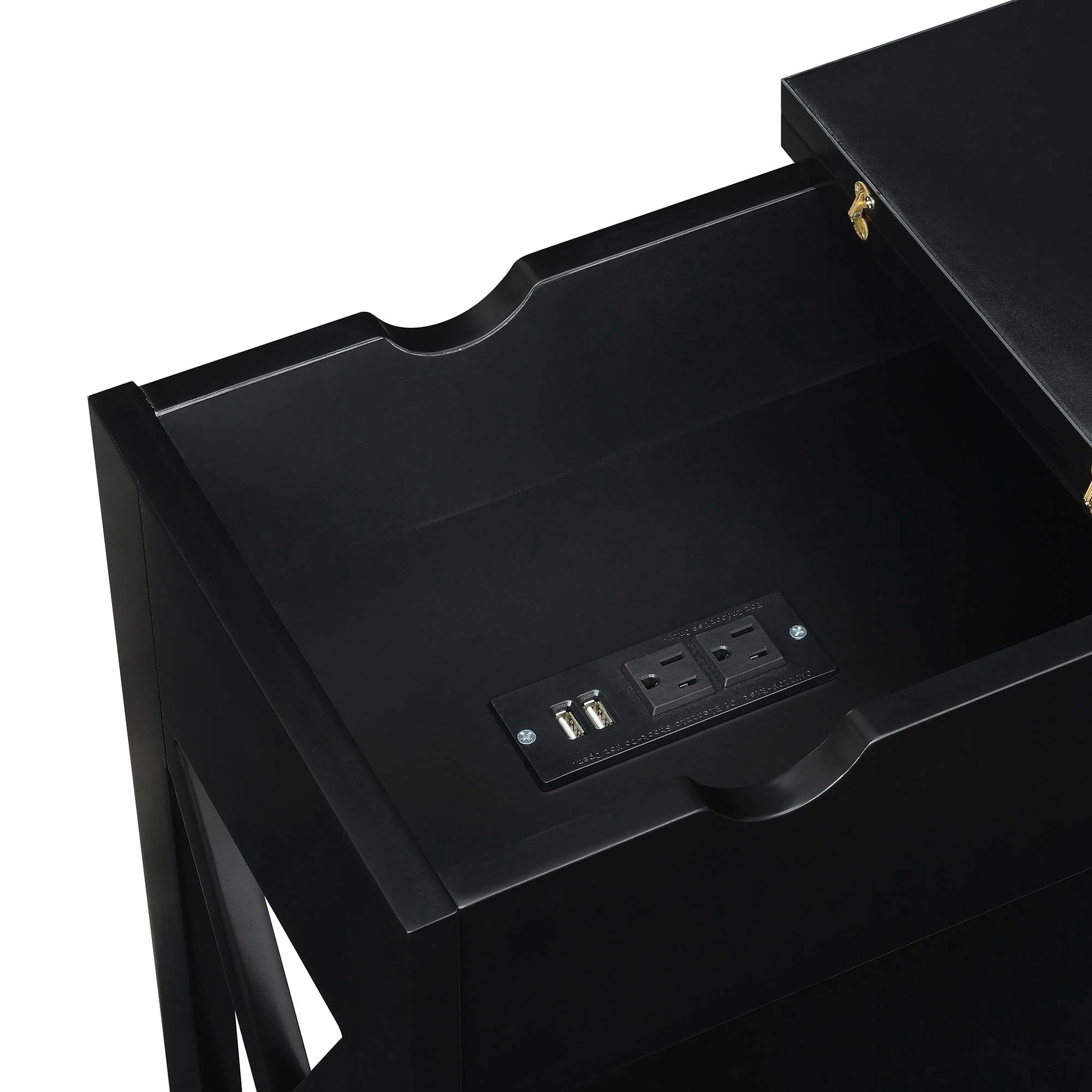 Convenience Concepts Oxford Flip Top End Table with Charging Station, Multiple Finishes