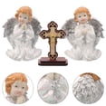 thumbnail image 4 of 1 juego de estatuas de ángel de resina, estatuas de ángel, artesanías de resina y decoración de cruz de madera., 4 of 6