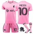 thumbnail image 1 of Soccer Jersey New Messi Jersey Inter Miami Youth Men's Home Shirt No. 10 + black socks + shin pads 18(100-110cm), 1 of 3
