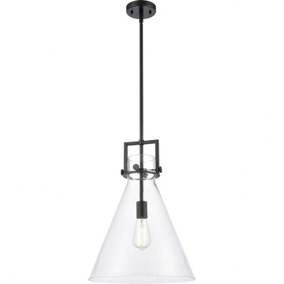 411-1S-BK-14CL Innovations Lighting Newton-One Light Mini Pendant-14 Inches Wide by 17 Inches High-Matte Black Finish