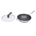 thumbnail image 5 of Stainless Steel 12 Inch Wok Pan w/ Lid Woks & Stir-fry Pans w/ Honeycomb Coating, 5 of 12