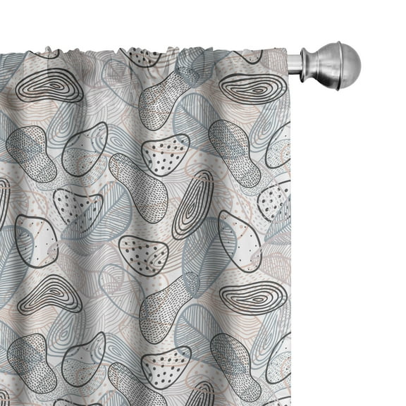 Ambesonne Vintage Curtains, Striped Oval Shapes Art, Pair of 28"x84", Pale Grey and Blush