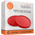 thumbnail image 4 of Grande Boisson - Absorbe l'Humidité et Prévient les Dommages de Table, Caoutchouc Rouge Moderne avec Fond Antidérapant pour Verres à Boire, Lot de 6, 4 of 7