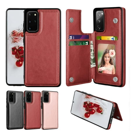 Galaxy S20 FE 5G Case, Samsung Galaxy S20 Fan Edition Wallet Case, Takfox Shockproof PU Leather Case w/ Card Pockets 3 Cards Slots Cash ID Credit Card Magnetic Flip Phone Cases Cover Kickstand, Red