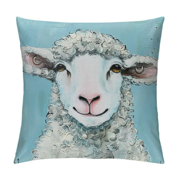 Autua Sheep Graphic Decorative Pillow Cover for Home Couch Living Room Sofa, Square, 1PC 12x12in