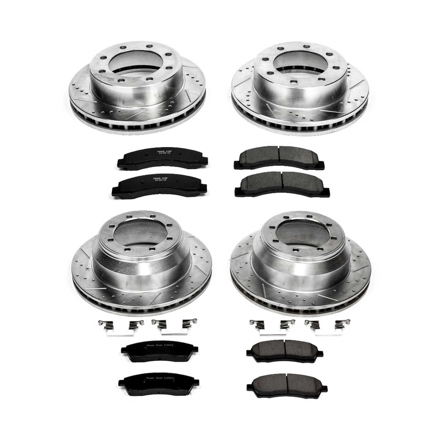 PowerStop Front and Rear Z23 Evolution Sport Carbon-Fiber Ceramic Brake Pad and Drilled & Slotted Rotor Kit Fits: FORD Select Models K1886