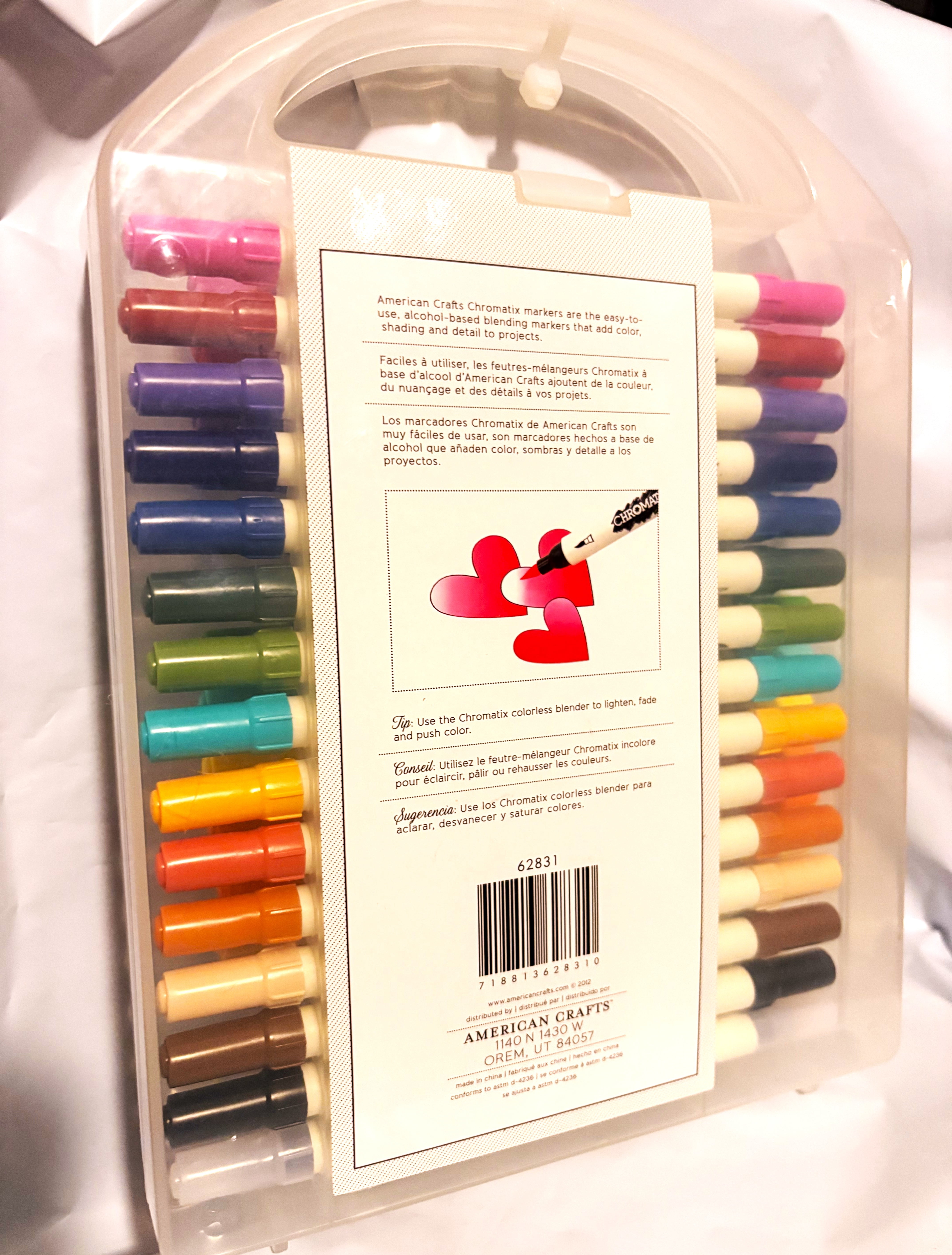 Chromatix Dual Tip Alcohol Markers, 30-Piece Set with Carrying Case, Assorted Colors