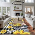 thumbnail image 3 of Farmhouse Pig Cow Wooden Area Rugs 5'x8', Washable Small Throw Rugs for Classroom Bedroom, Black White Buffalo Plaid Indoor Outdoor Rug Non-Slip Low Pile Carpet Runner Reversible Floor Mats, 3 of 8