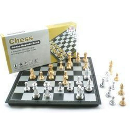 Gold And Silver Magnetic Folding Chess Set Game