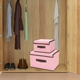 thumbnail image 5 of JeashCHAT Clearance 2 Pcs Foldable Storage Boxes with Lids (Large + Small), Fabric Storage Bins with Handle, Closet Organizer for Clothes Storage, Toy Box for Nursery Playroom, Pink, 5 of 6