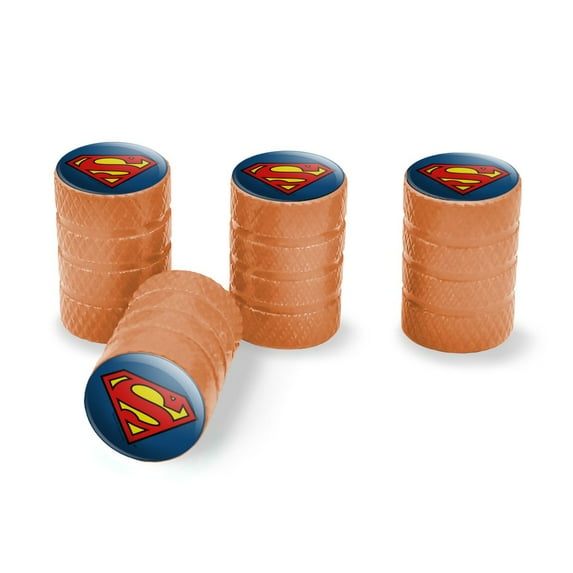 Superman Classic S Shield Logo Tire Rim Wheel Aluminum Valve Stem Caps