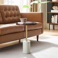 thumbnail image 3 of Modway Amina Round Acacia Wood Side Table in White and Walnut, 3 of 10
