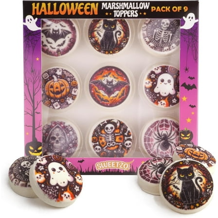 Halloween Marshmallow Toppers, Hot Chocolate Candy, 9 Count, 3.81 Ounce Box