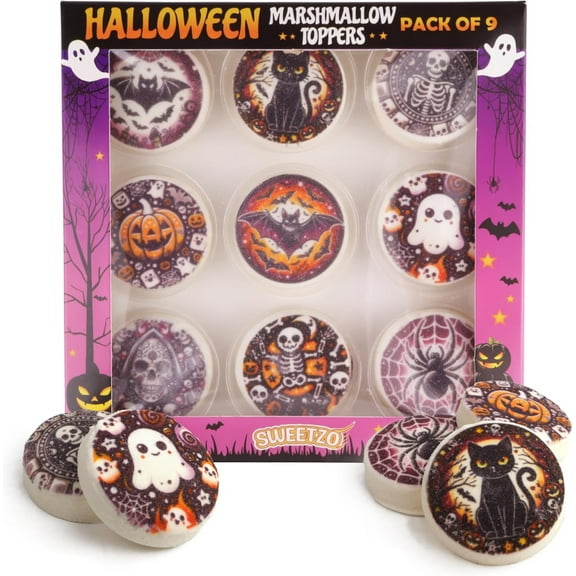 Halloween Marshmallow Toppers, Hot Chocolate Candy, 9 Count, 3.81 Ounce Box