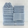 Mainstays Basic Bath Collection Contemporary 18 Piece Solid Print Traditional Cotton Bath Towel Set, Blue
