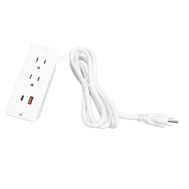 Regleta Empotrada Con 2 Salidas, Puertos USB C y USB A, Tecnología de Carga Inteligente Integrada en Elescrititorio, ideal para USO en muuebles