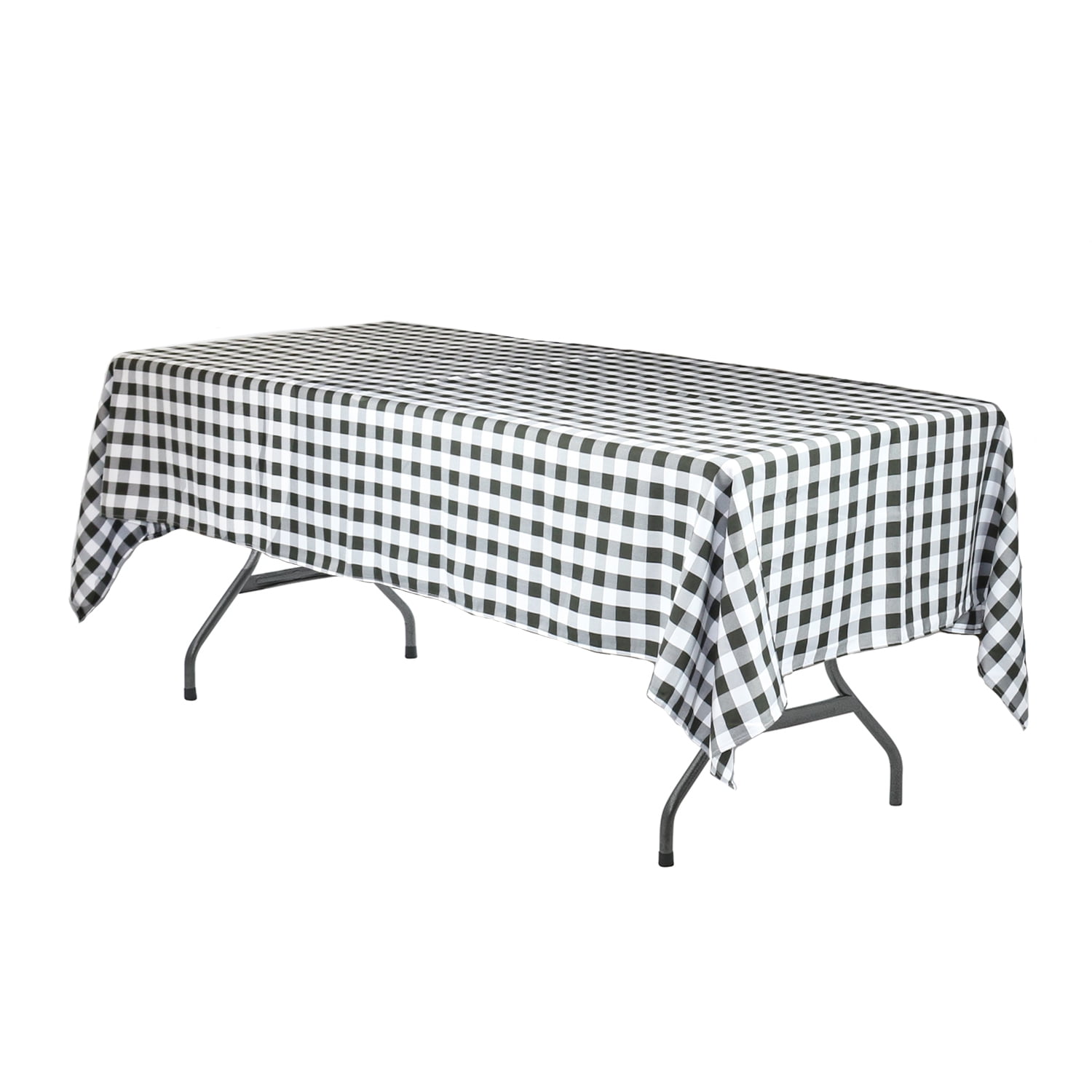 Your Chair Covers 60 X 102 Inch Rectangular Polyester Tablecloth Gingham Checkered Black