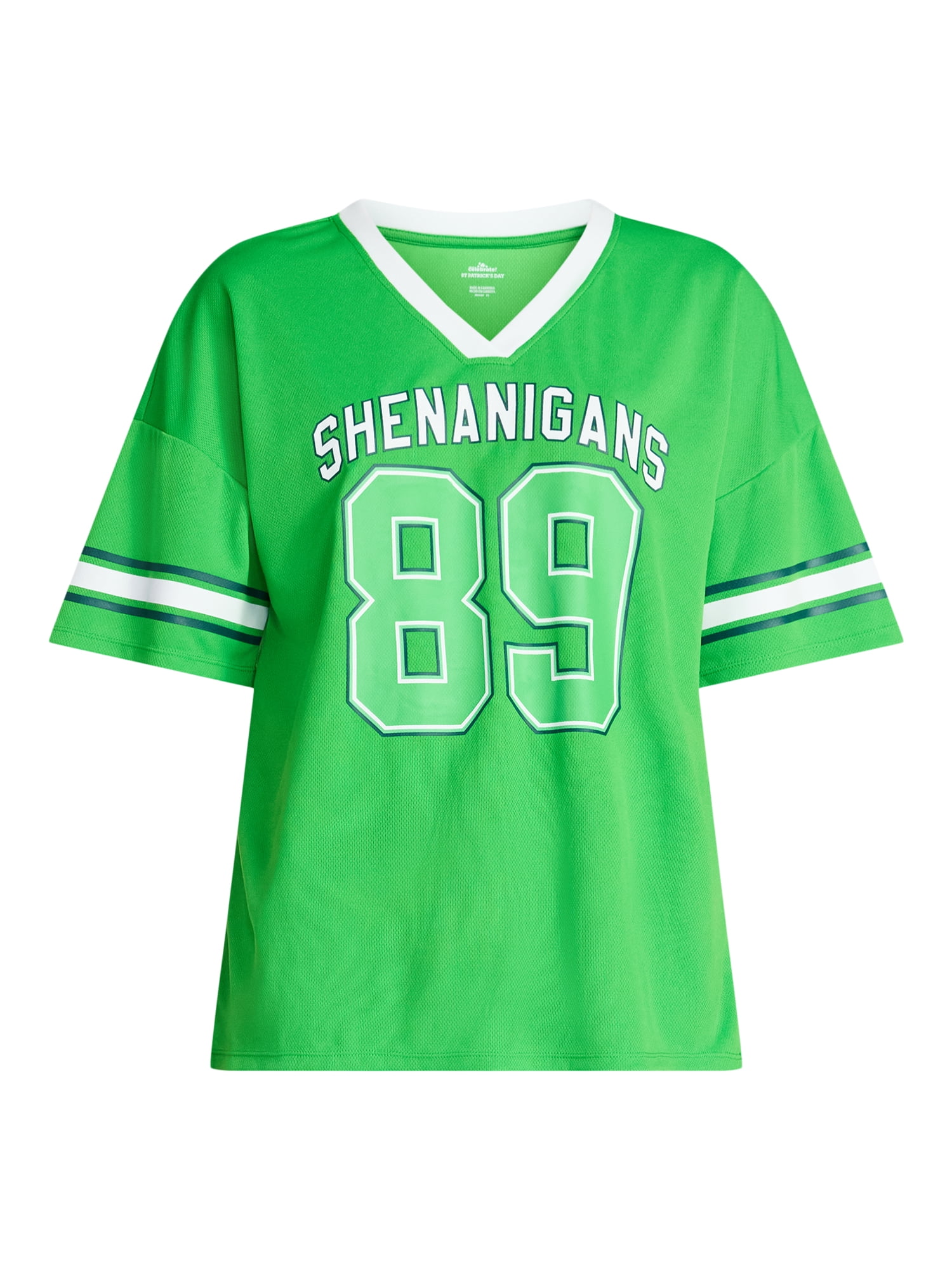 Saint Patrick's Day Women's Shenanigans Jersey with Short Sleeves from Holiday Time, Sizes XXS-XXL
