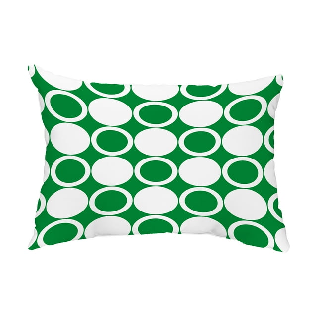 Simply Daisy, 14" x 20" Small Modcircles Green Abstract Decorative Outdoor Pillow
