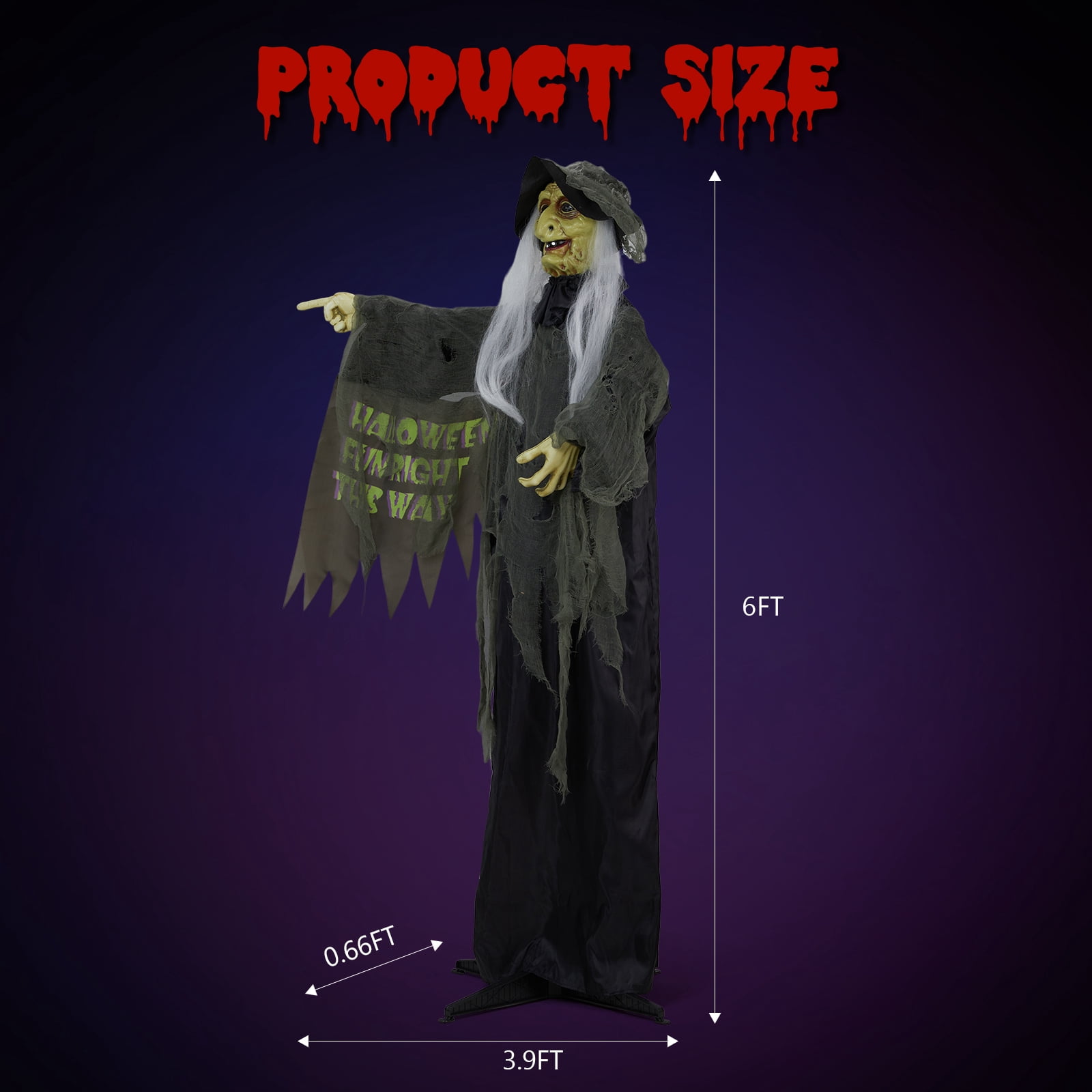 Astoutdoor 6 ft Halloween Standing Decoration with Lights and Sound