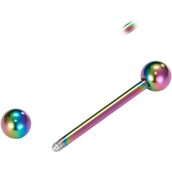GHRTGR-12mm-18mm 14G Tongue Rings Nipple Straight Barbells Surgical Steel Body Piercing Jewelry