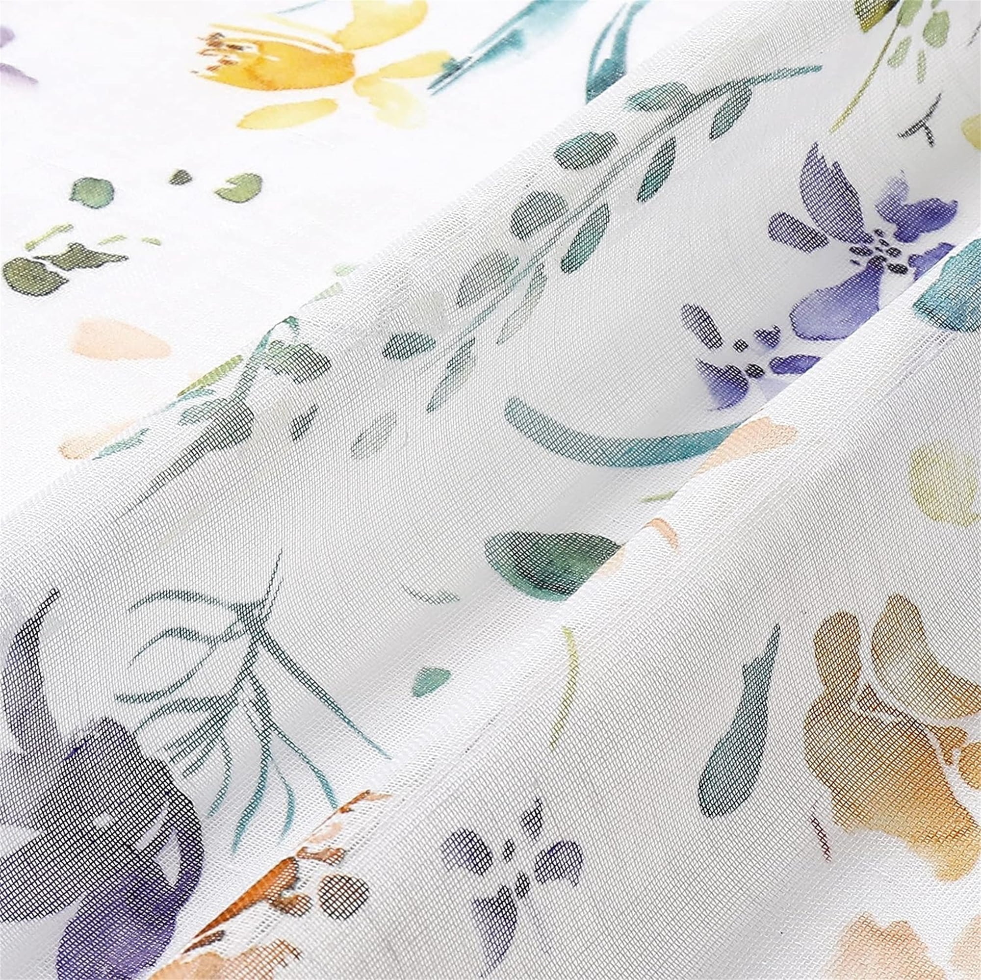 Fragrantex Traditional Purple Floral Rod Pocket Sheer Curtains, 40" x 95" (2 Panels)