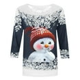thumbnail image 4 of Homenesgenics Christmas Clearance Plus Size Tops 3X Womens Tops Fashion T-Shirt 3/4 Sleeves Blouse Round Neck Casual Tops, 4 of 4