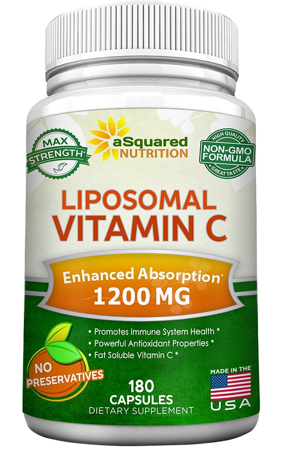 Liposomal Vitamin C 1200mg Supplement 180 Capsules High