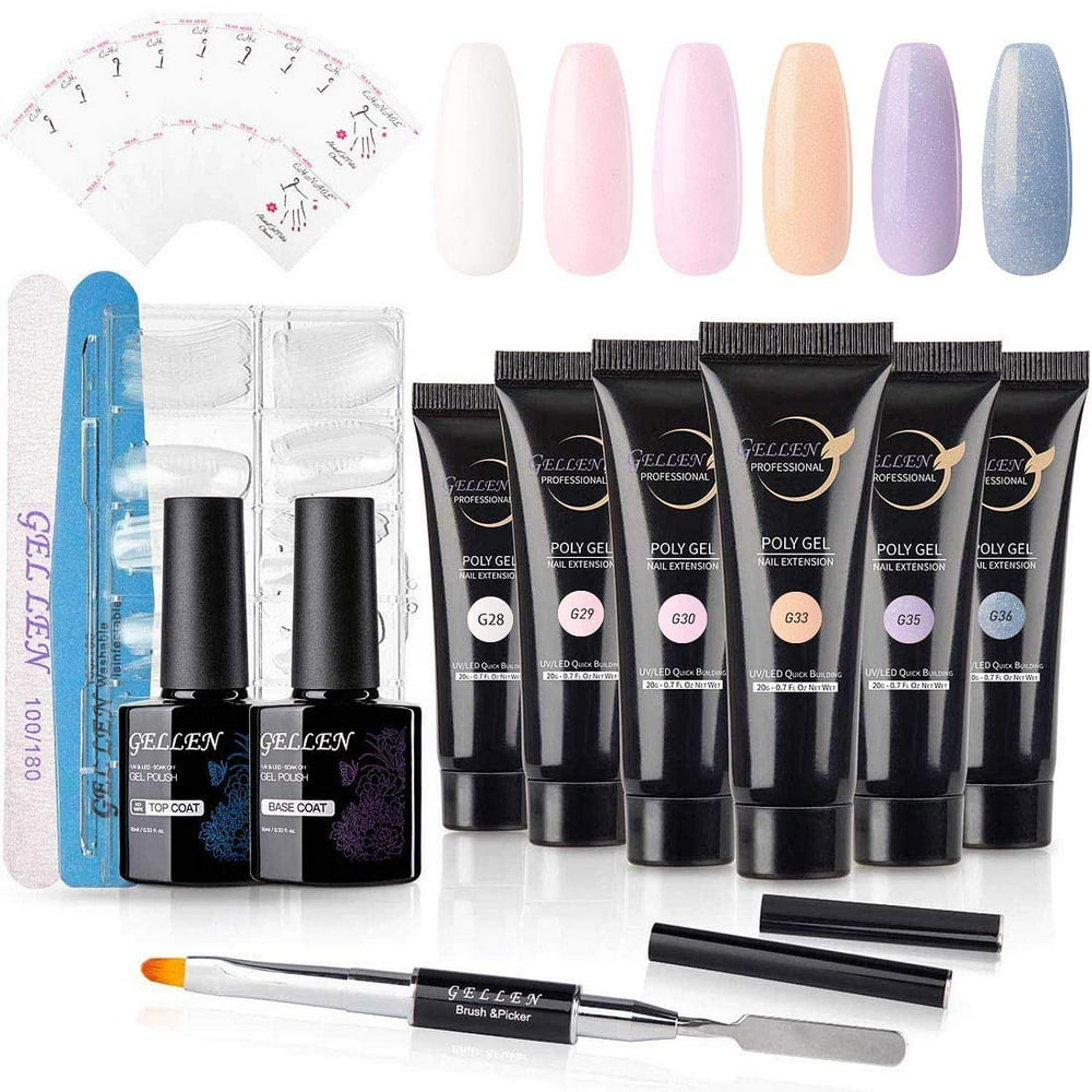 Gellen Poly Gel Nail Kit Shimmers Colors Series, AllInOne Gel Nail
