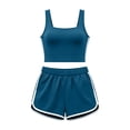 thumbnail image 4 of Hurxie Women's Rompers Athletic Jumpsuits Square Neck Sleeveless Shorts Romper with Pockets One Piece Outfits Summer Navy,M, 4 of 6