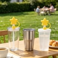thumbnail image 4 of Dyegold Silicone Straw Cover Cap Set 6 Pack Cute Star Shaped Dustproof Reusable Straw Topper for Tumbler Cup Water Bottle Accessories Dishwasher Safe, 4 of 6