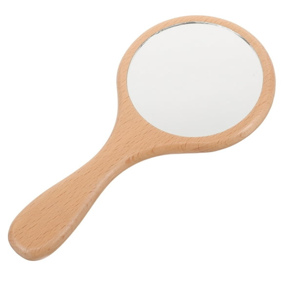 HOMEMAXS Portable Wooden Makeup Mirror Hand Mirror Wooden Makeup Mirror Decorative Retro Wood Mirror