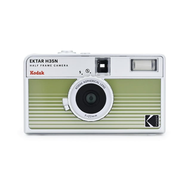 KODAK EKTAR H35N Half Frame Retro Film Camera (Striped Green) Plus a Bonus Microfiber Cleaning Cloth