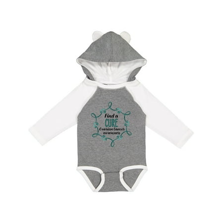 

Inktastic Ovarian Cancer Awareness Find a Cure Heart Ribbon Gift Baby Boy or Baby Girl Long Sleeve Bodysuit