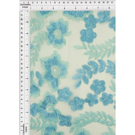 MESH SQ EMBR 3 BLUE 3 YARDS PRECUT