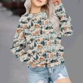 thumbnail image 2 of Odeerbi Kids Girls Christmas Crewneck Sweatshirts Fall Winter Pullover Sweatshirt Christmas Printed Long Sleeve Sweatshirt Kids Clothes Light Blue, 2 of 8