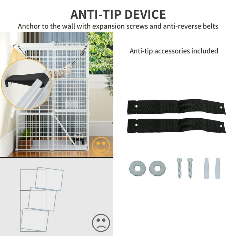 Dextrus 3-Tier Indoor Cat Cage with Extra Large Hammock for 1-2