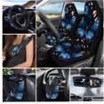 thumbnail image 2 of Yuyamidu Blue Butterfly Car Seat Covers Set of 15 Stylish Steering Wheel Cover Seatbelt Cushion Pad Trash Bin Car Vent Organizer Pouch Rearview Mirror Cover Cup Holder Wristlet Keychain, 2 of 7