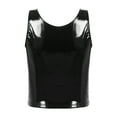 thumbnail image 5 of Jowowha Women U Neck Sleeveless Tank Top PVC Leather Zipper Camisole T Shirts Pole Dance Clubwear Black XXL, 5 of 7