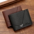 thumbnail image 2 of Cartera de hombre Cartera corta de hombre Cartera de hombre joven de moda simple con múltiples tarjetas y costura horizontal con patrón de lichi, 2 of 5